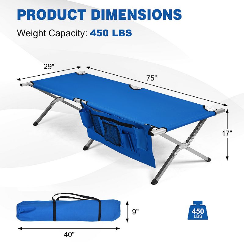 Folding Camping Cot Heavy-duty Camp Bed with Carry Bag