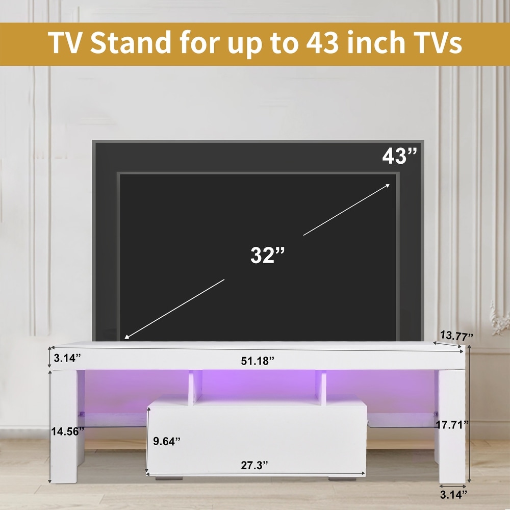 TV stand with Storage 51 inch LED Modern TV Media Console Entertainment Center with Drawer TV cabinet for Living Room Bedroom