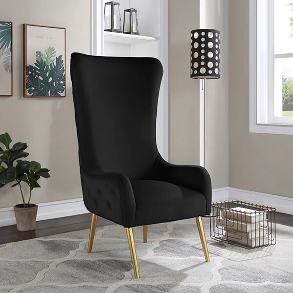 Best Master Furniture Kireth Velvet Upholstered High Back Accent Chair with Gold Legs