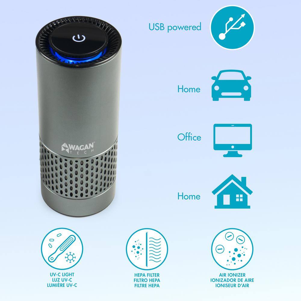 Wagan Tech 5-Volt Aluminum USB HEPA Air Purifier EL2871