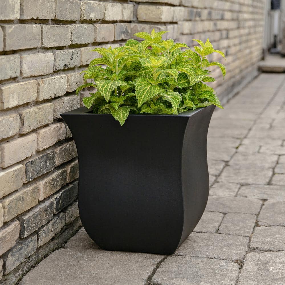 Mayne Valencia 16 in. Square Black Polyethylene Planter 5873-B