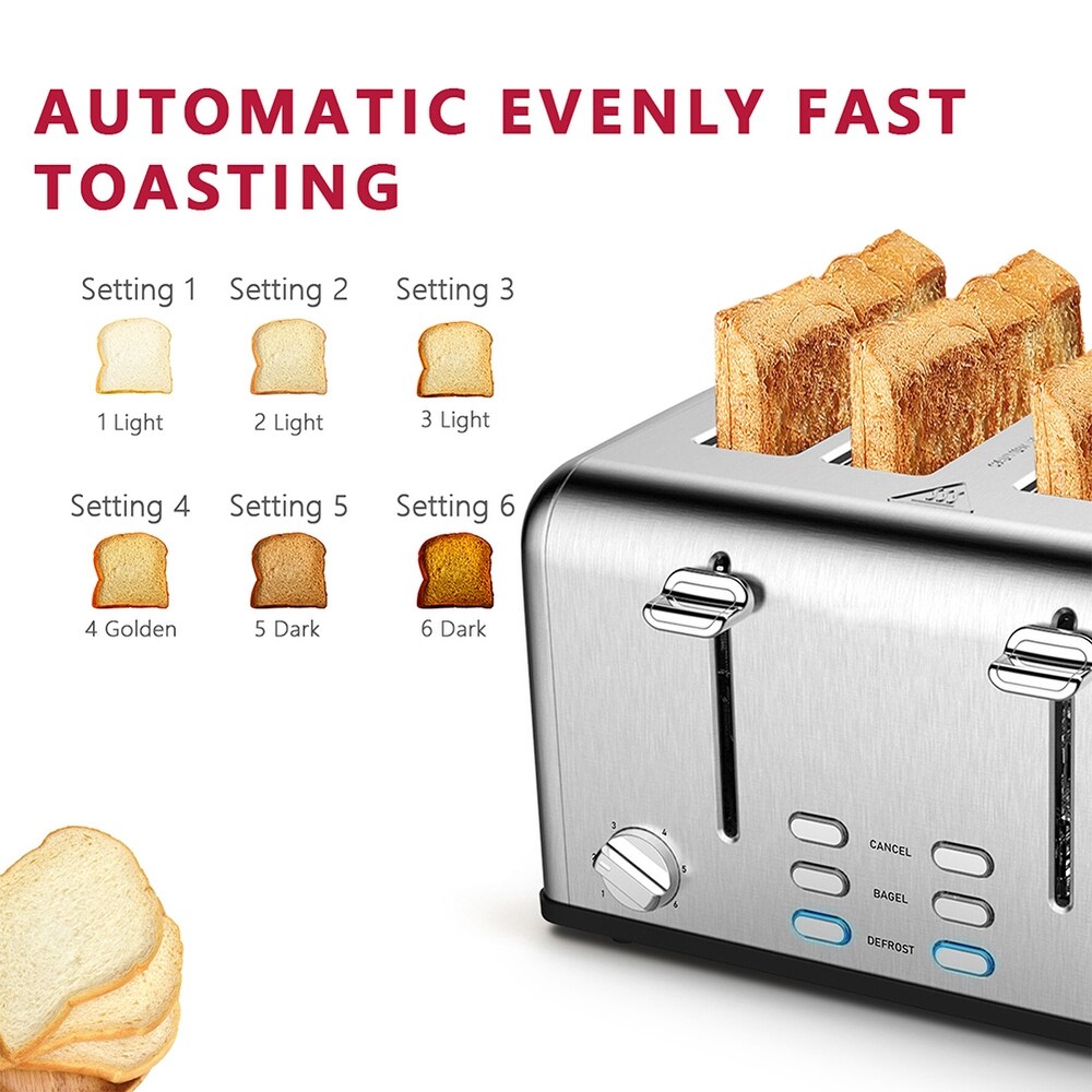 Stainless Steel Extra Wide Slot Toaster with Dual Control Panels