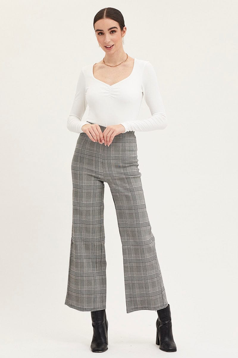 Check Flare Pants High Rise
