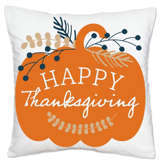 Big Dot Of Happiness Happy Thanksgiving Fall Harvest Party Home Decorative Canvas Cushion Case Throw Pillow Cover 16 X 16 Inches