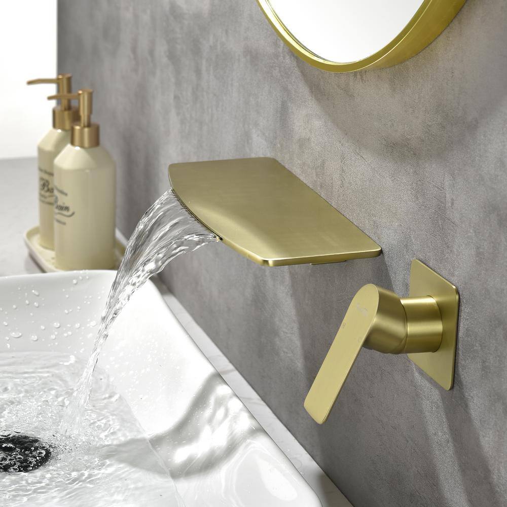 Boyel Living Single Handle Wall Mounted Faucet with Valve in Brushed Gold SMD-2414BG