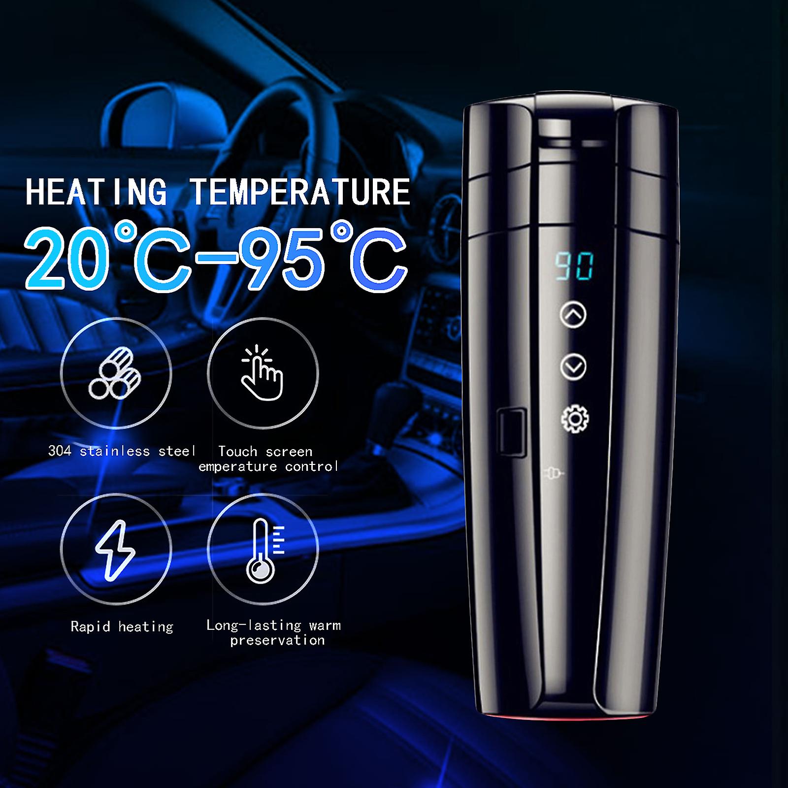 Car Intelligent Digital Display Insulation Cup For Hot Coffee Tea Milk Leak-proof Stainless Steel Electric Cup Black