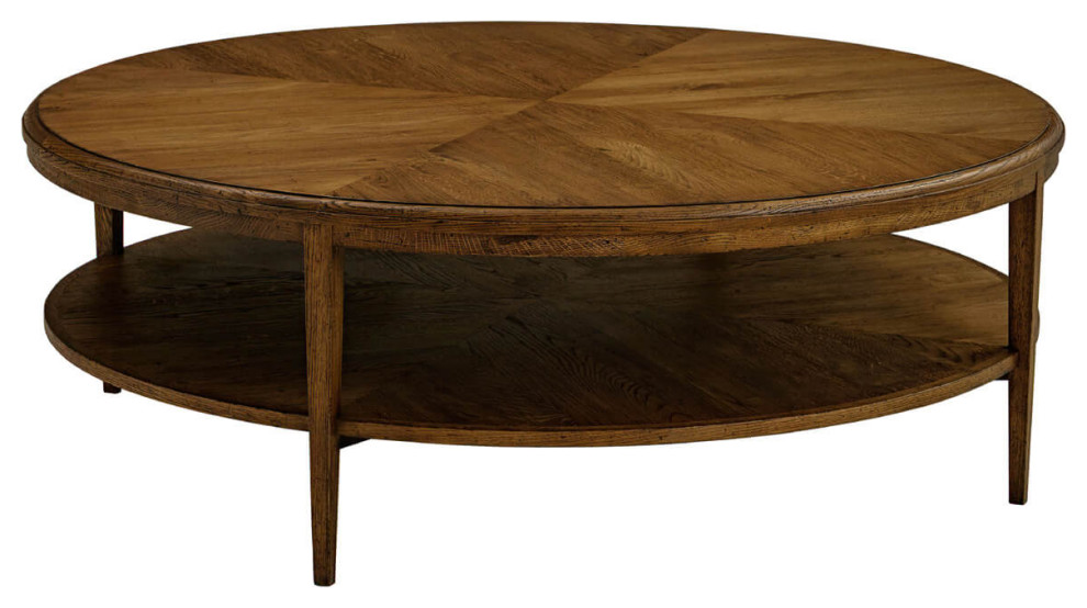 Modern Parquetry Round Coffee Table Dark Oak   Transitional   Coffee Tables   by English Georgian America  Houzz