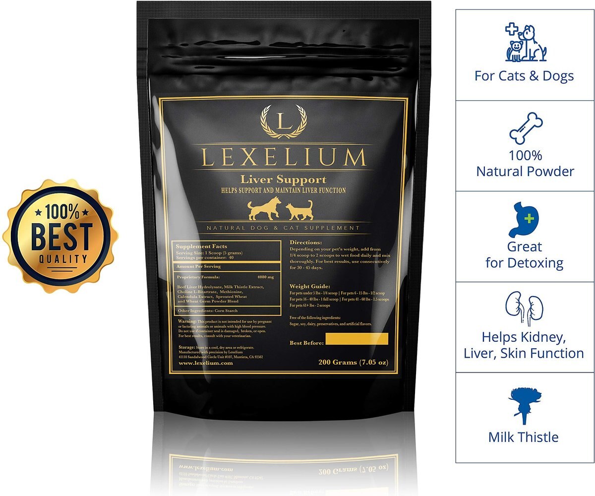 Lexelium Liver Support Dog and Cat Supplement， 7-oz bag