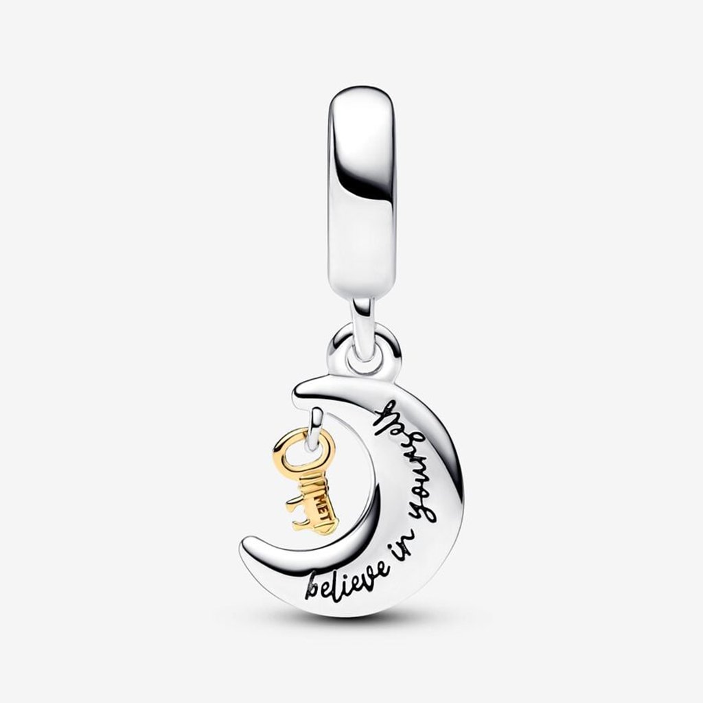 PANDORA  Two-tone Key & Moon Dangle Charm