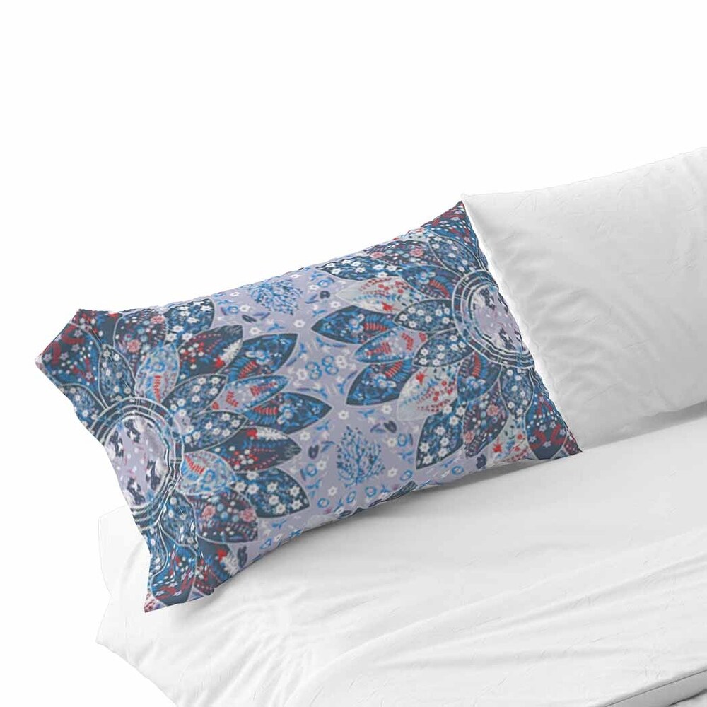 Floral Viceroy Pillow Case 30x20 in Navy  Red  Blue