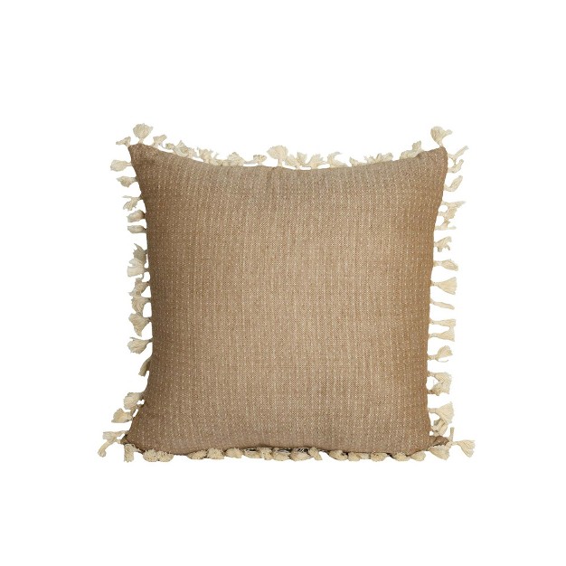 Hand Woven Reversible Throw Pillow Brown Cotton With Polyester Fill By Foreside Home amp Garden