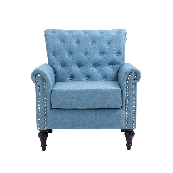 Linen Upholstered Tufted Back Accent Chair