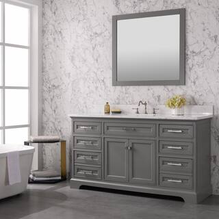 SUDIO Thompson 60 in. W x 22 in. D Bath Vanity in Gray with Engineered Stone Vanity Top in Carrara White with White Basin Thompson-60G-S