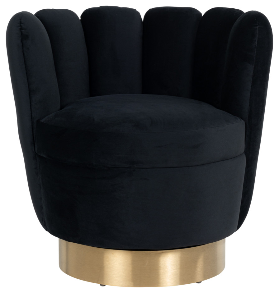 Round Black Velvet Easy Chair  OROA Mayfair   Contemporary   Armchairs And Accent Chairs   by Oroa   Distinctive Furniture  Houzz