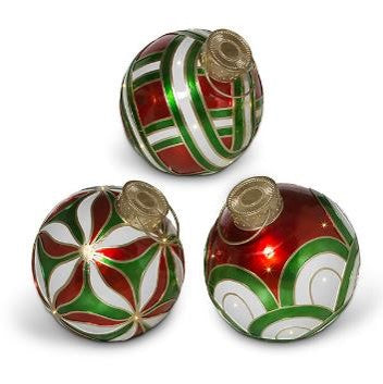 23 Green & Red Jumbo Lighted Ornament Assorted Set Of 3