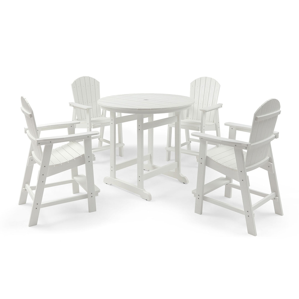 Dining Table Set Oriental Leisure Coffee Table Set with 4 Chair  White