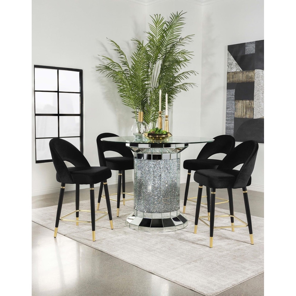 Coaster Furniture Ellie Black / Mirror Glass Counter Height Table Set