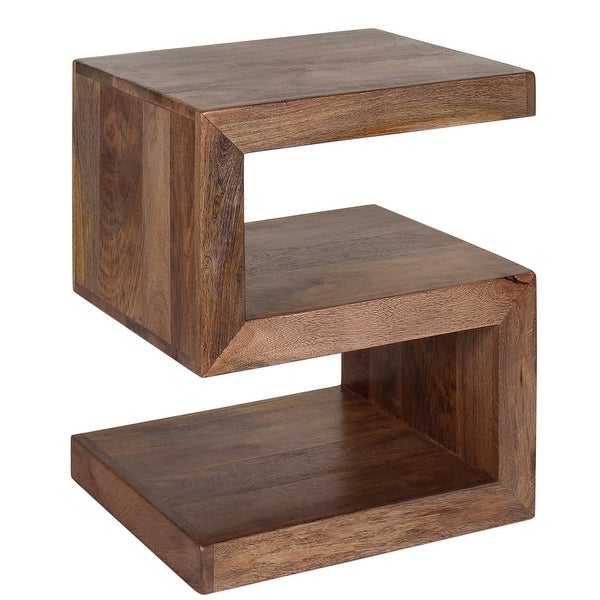 Silano Handmade Mango Wood S-Shaped Contemporary Side Table