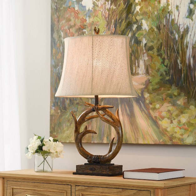 Dalton Brown Antler Table Lamp With Beige Hardback Fabric Shade Stylecraft