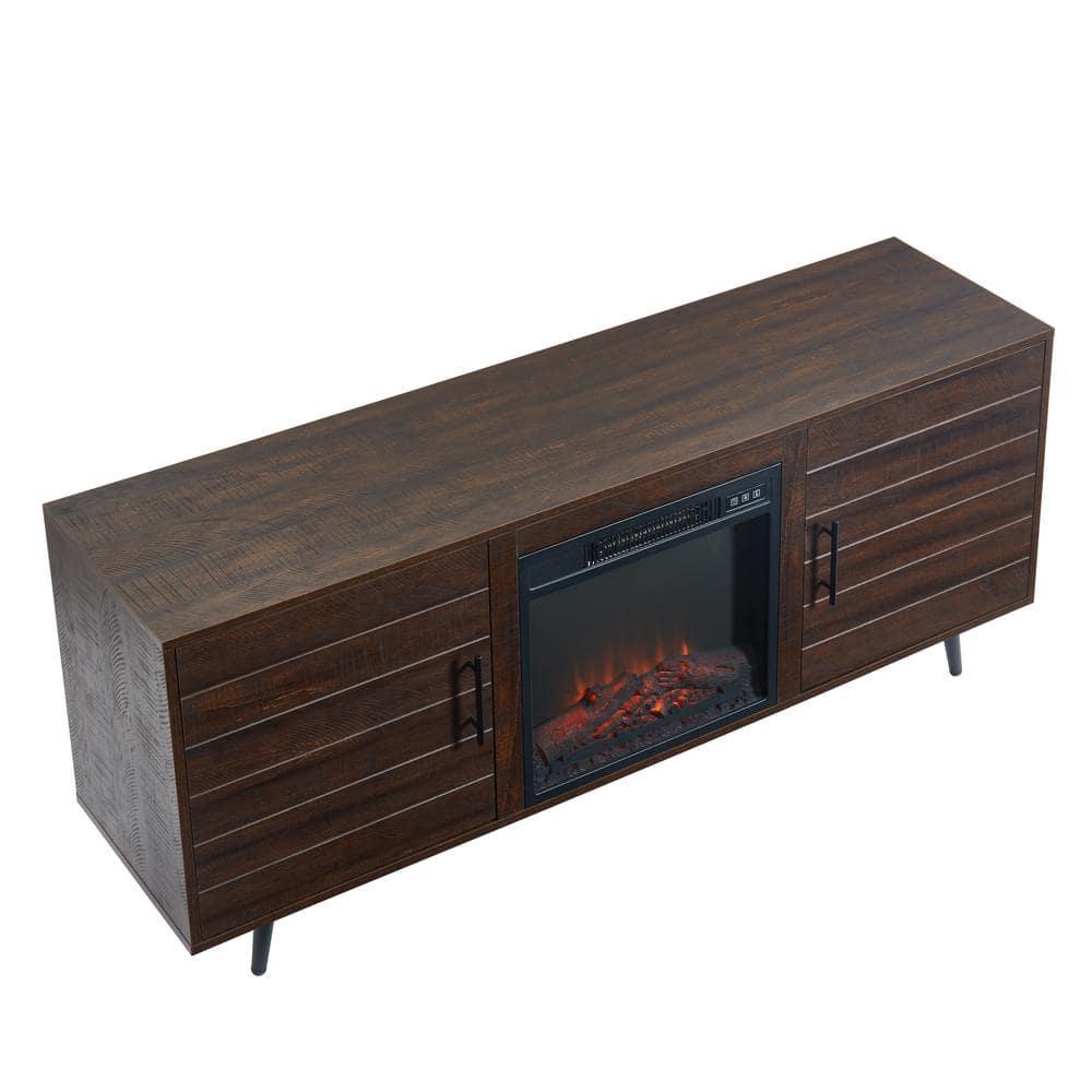 EDYO LIVING 60 in Rustic Farmhouse Electric Fireplace TV Stand in Espresso