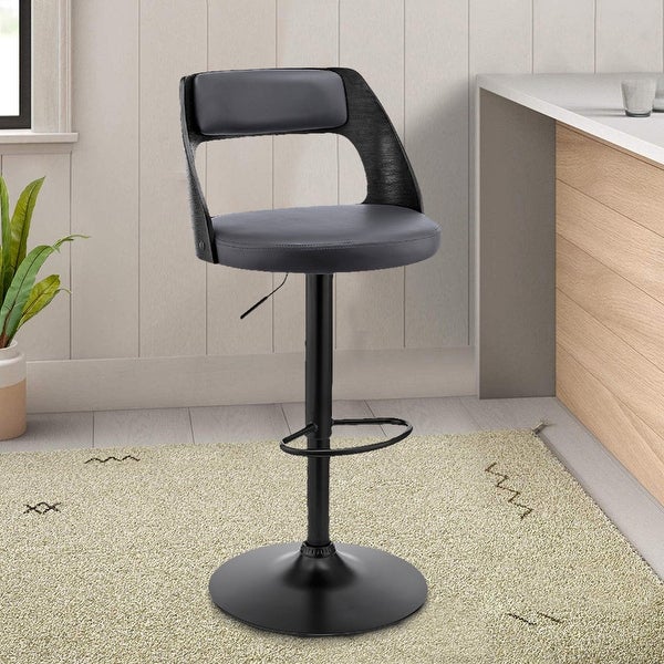 Adjustable Barstool with Open Design Wooden Back - 19 L X 19 W X 44 H Inches