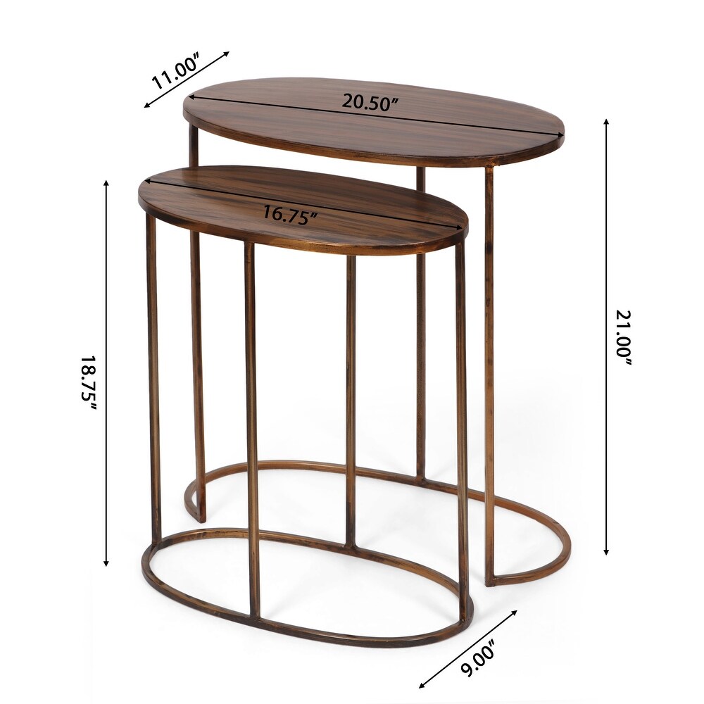 Wilsey Handcrafted Oval Nesting Tables by Christopher Knight Home