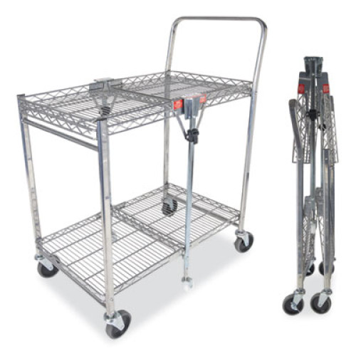 Bostitch Stowaway Folding Carts， Metal， 2 Shelves， 250 lb Capacity， 29.63