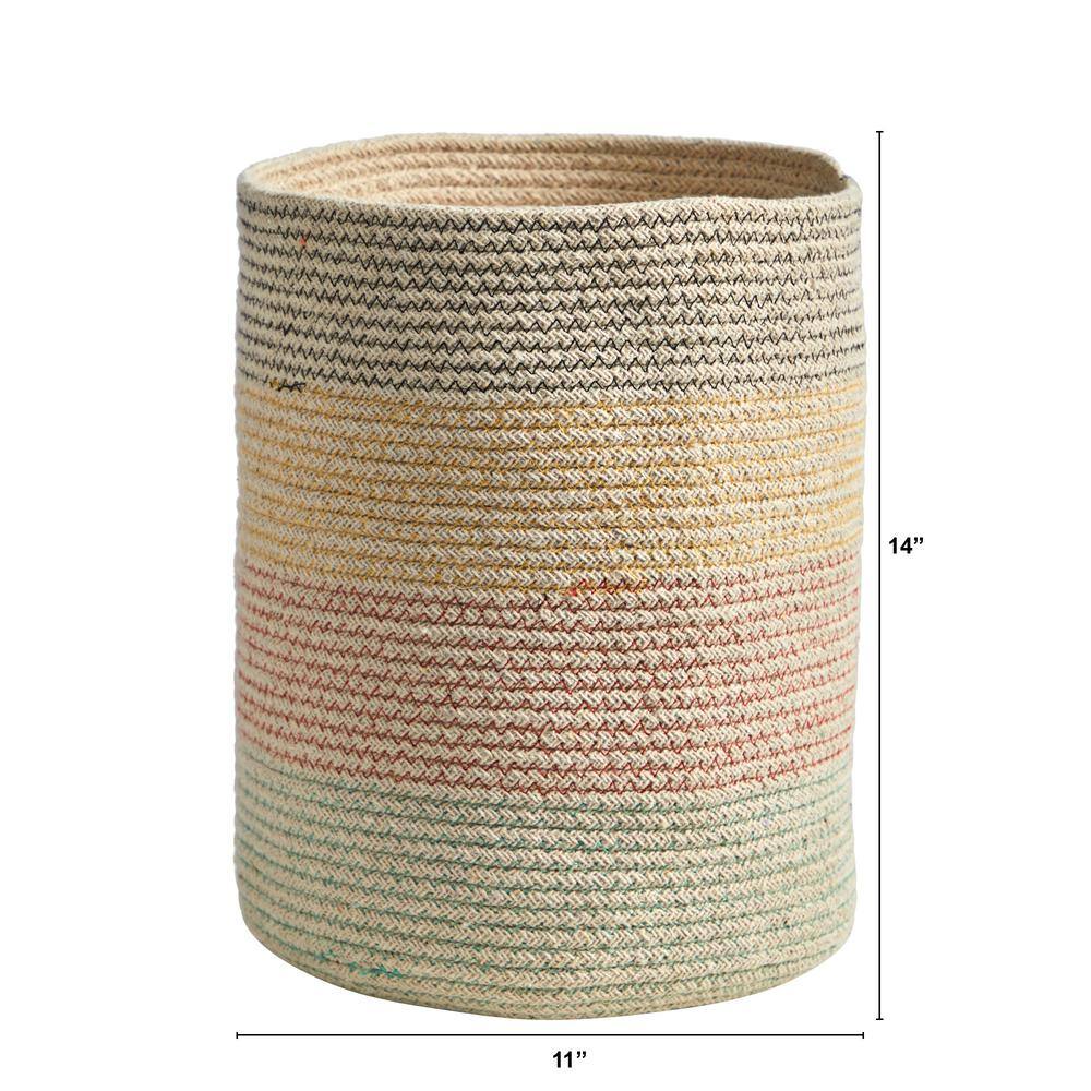 Nearly Natural 12 in. Handmade Natural Burlap Multicolored Woven Basket Planter 0326-S1