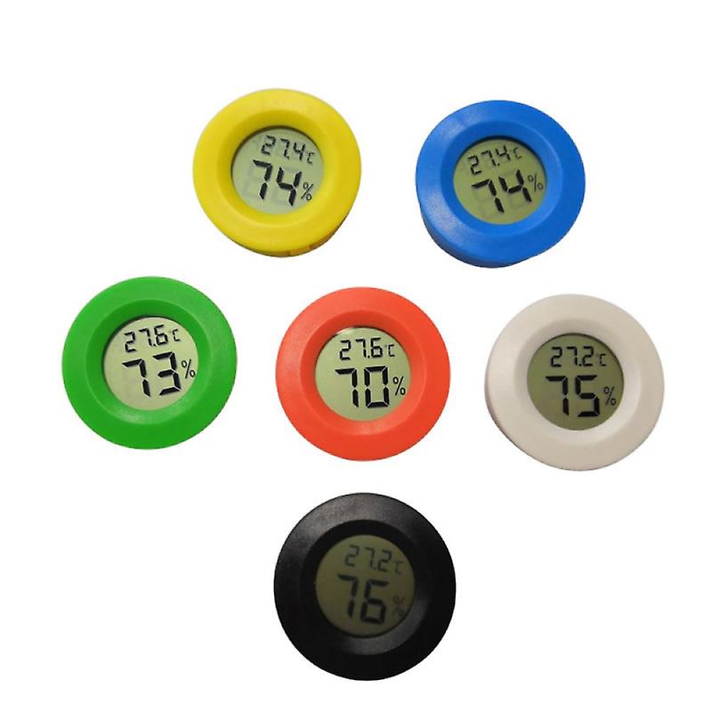 Round Mini Thermometer Hygrometer Lcd Digital Temperature Humidity Fridge Meter Detector 6 Colors Indoor Instrument For Home 1pc