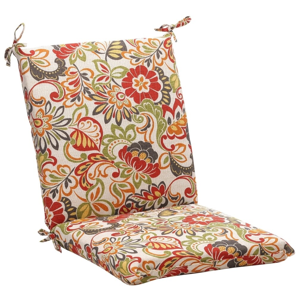 Squared Multicolored Floral Chair Outdoor Cushion