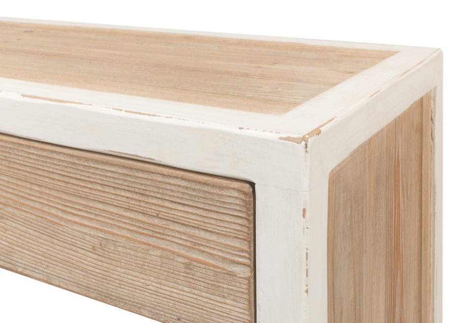 Connor Center Drawer Console Table With Storage 2 Tone Wood   Transitional   Console Tables   by Sideboards and Things  Houzz