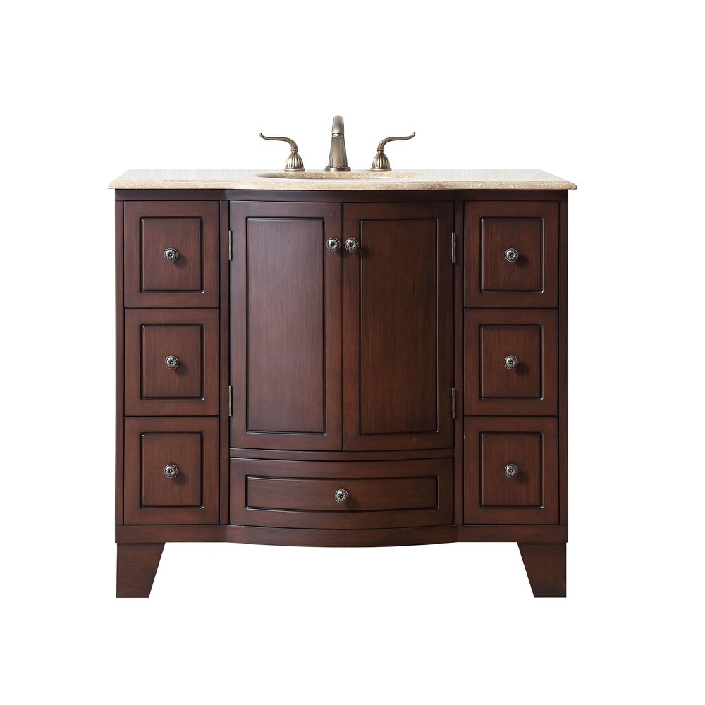 Stufurhome Alandra 40 Inches Dark Cherry Single Sink Bathroom Vanity