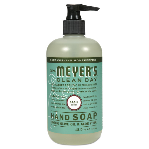 Mrs. Meyer's Clean Day Liquid Hand Soap， Basil， 12.5 oz， 6/Carton (651344)