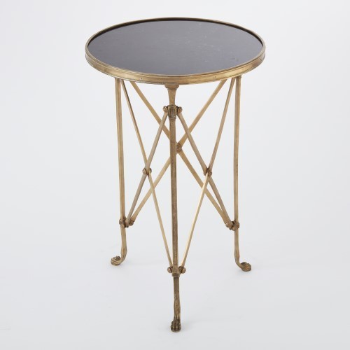 Retro Parisian Architectural Style Round Accent Table  Black Granite Gold   Traditional   Side Tables And End Tables   by My Swanky Home  Houzz