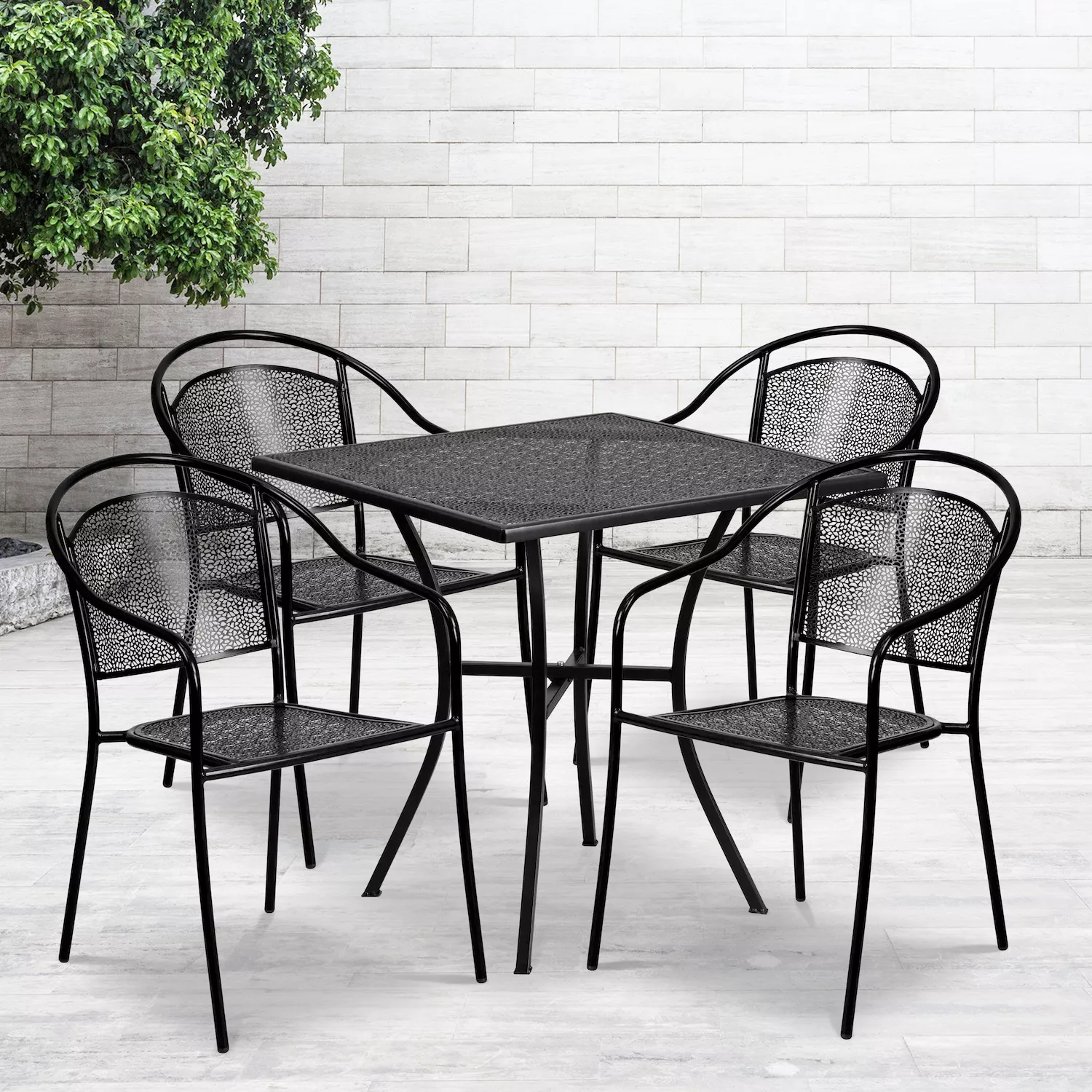 Flash Furniture Square Commercial Indoor / Outdoor Patio Table and Chair 5-piece Set