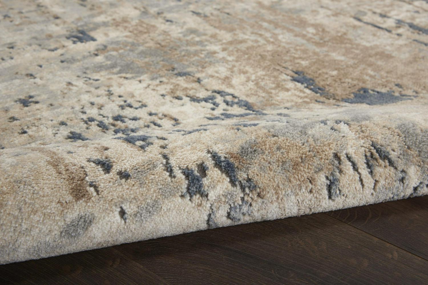 Nourison Concerto Distressed Abstract Beige/Grey 53 x 73 Area Rug， (5and#8242; x 7and#8242;)