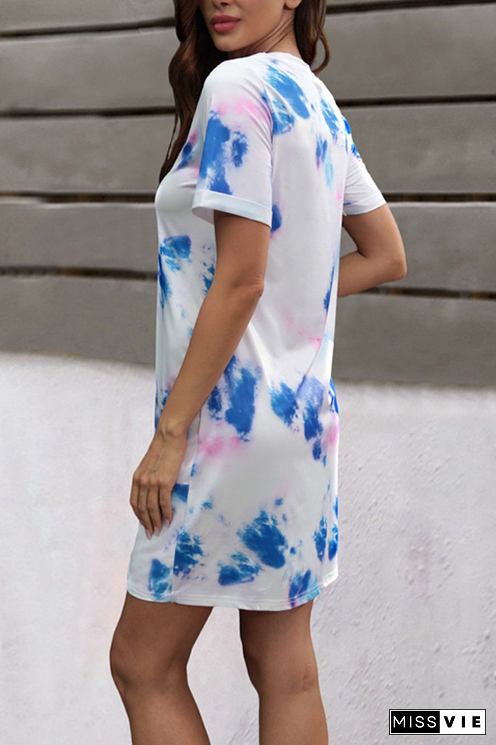 Print V Neck T Shirt Dress Wholesale