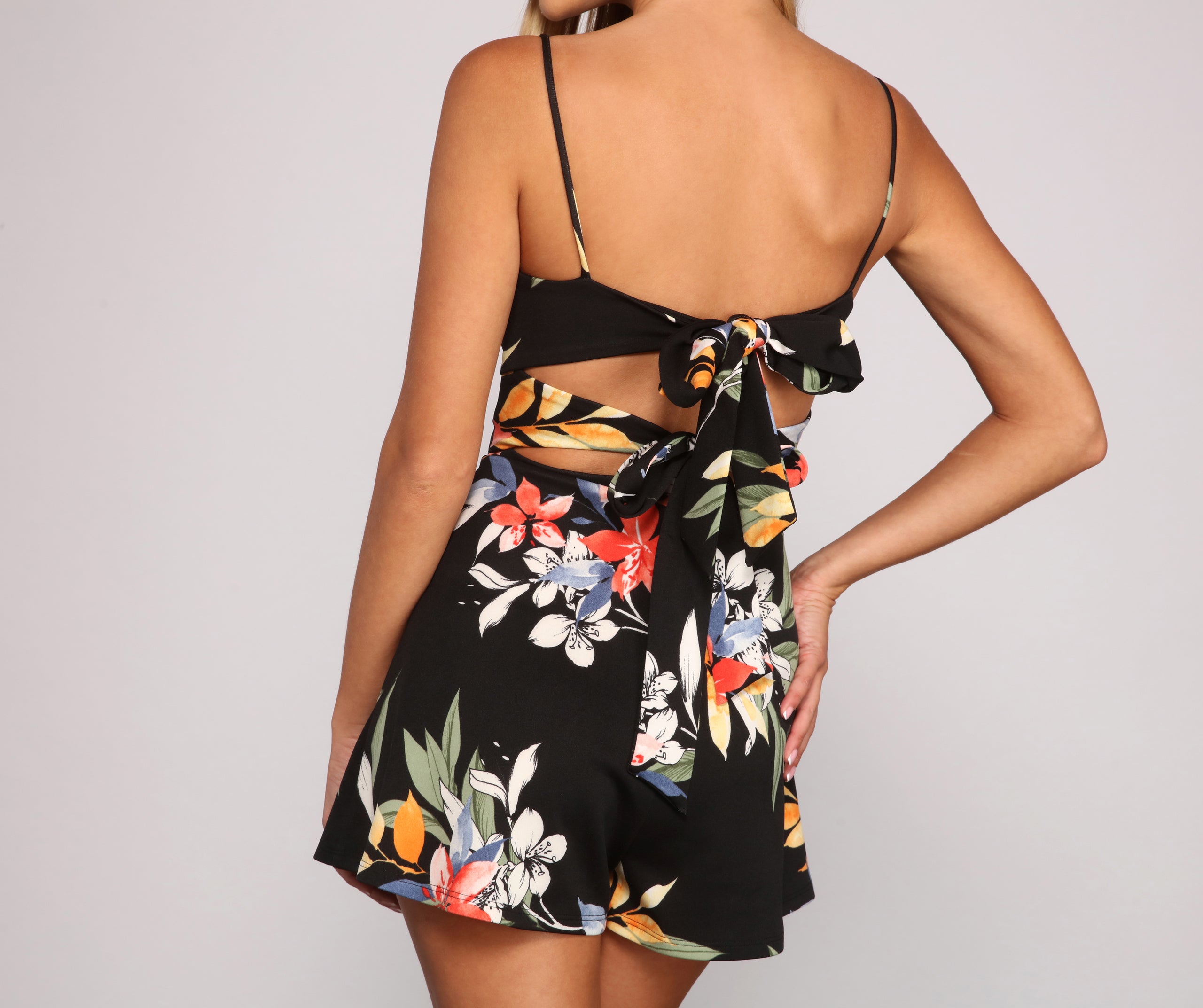 Embraced In Florals Cutout Romper