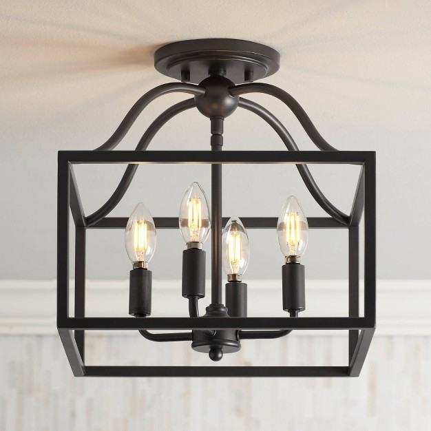 Wide Black 4 light Square Cage For Bedroom Living Room Kitchen