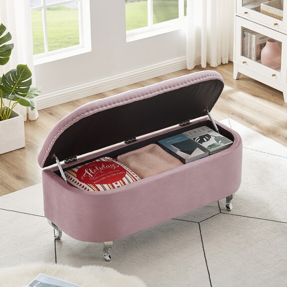 Storage bench  velvet upholstered tufted bench for...