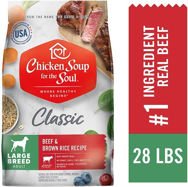 Chicken Soup for the Soul Beef and Brown Rice Recipe Large Breed Adult Dry Dog Food， 28-lb bag