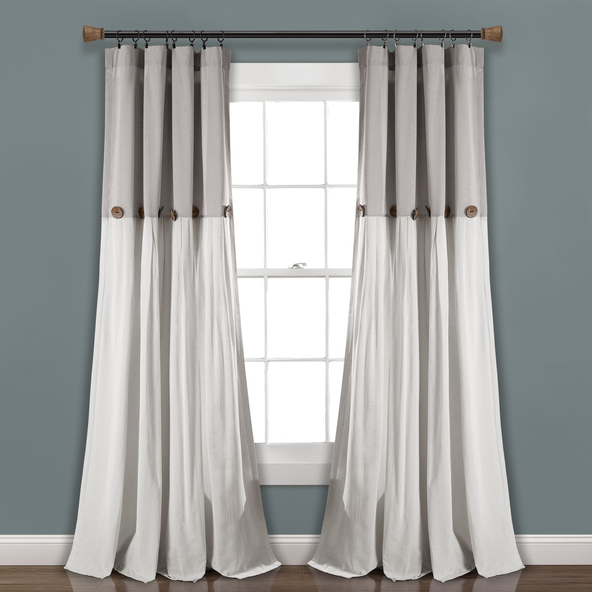 Linen Button Window Curtain Panel