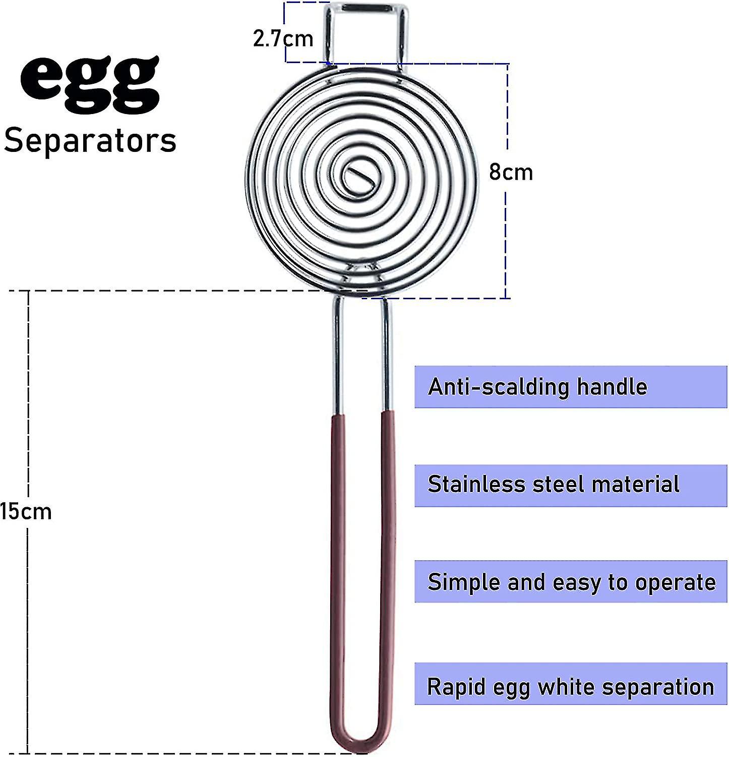 2 Pieces Egg Separator With Bowl Hook Stainless Steel Egg Separator Egg Yolk White Filter Use For Home Kitchen Toolkitchenware Separator Divider Kitch