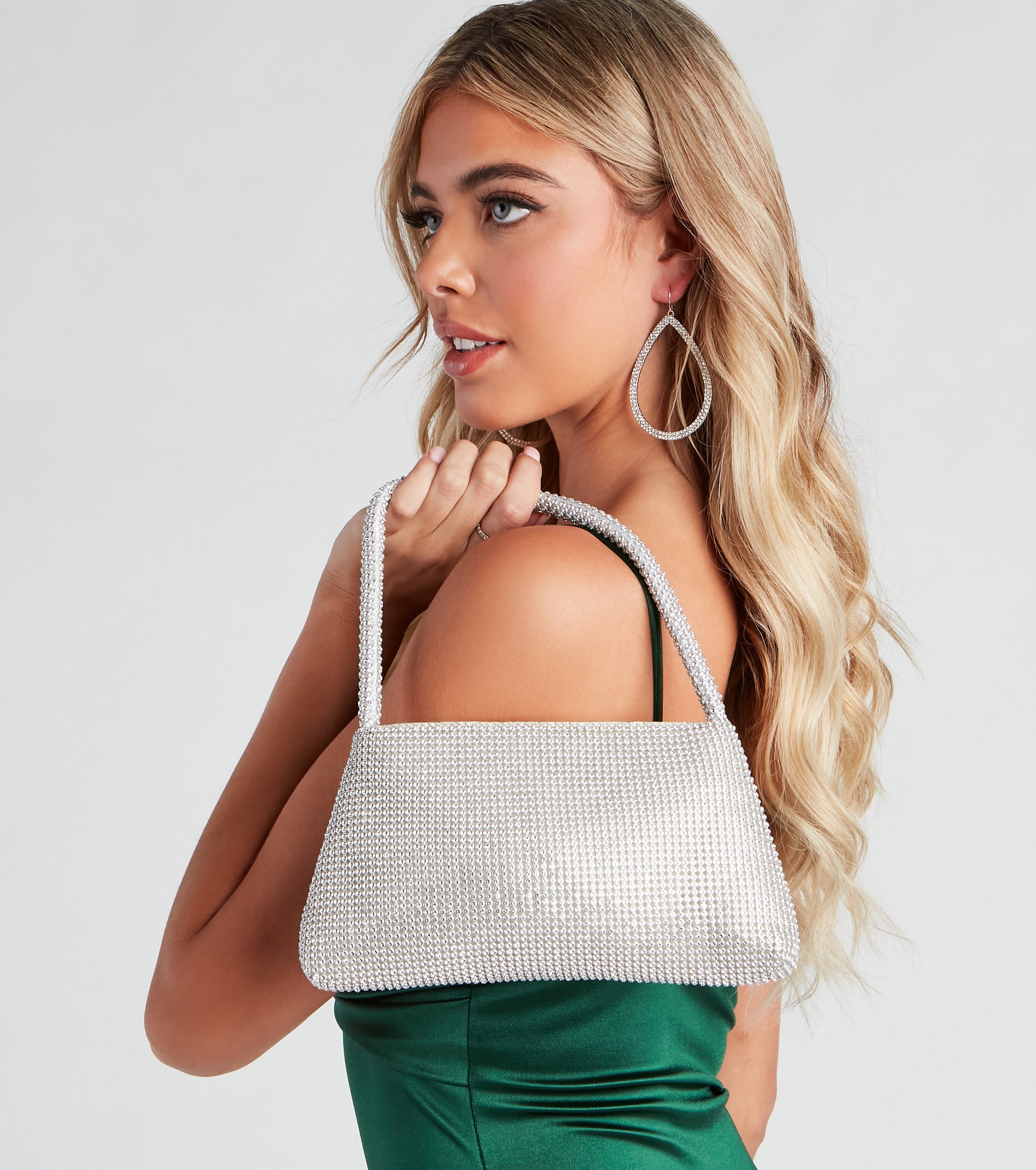 Sparkle Rhinestone Mesh Shoulder Bag