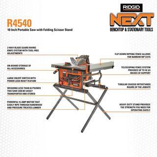 RIDGID Table Saw with Scissor Stand R4540