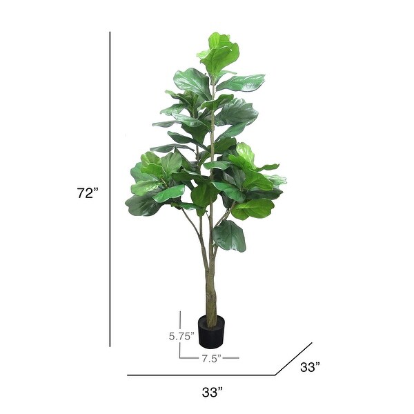 6ft Artificial Fiddle Leaf Fig Tree Plant in Black Pot