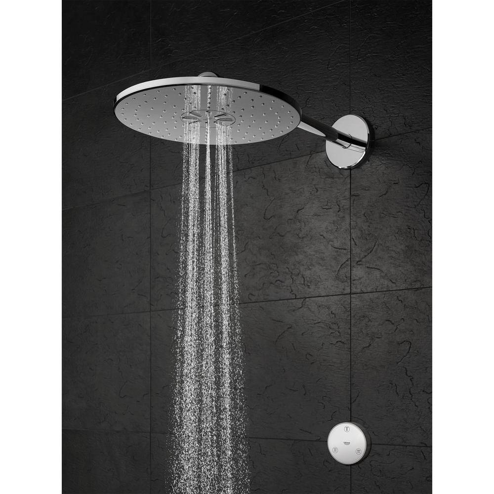 GROHE Rain shower Smartconnect 310 2-Spray with 1.75 GPM 12 in. Wall Mount Fixed Shower Head with Remote in StarLight Chrome 26644000