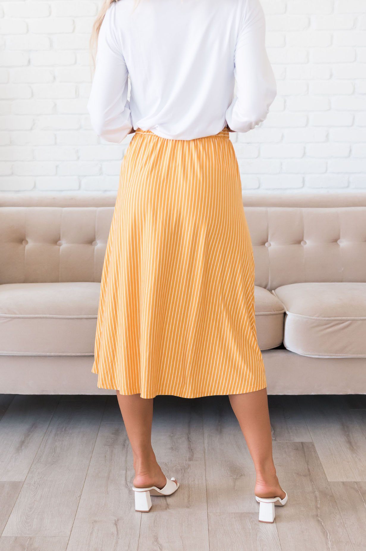 Stay Casual Striped Modest Skirt