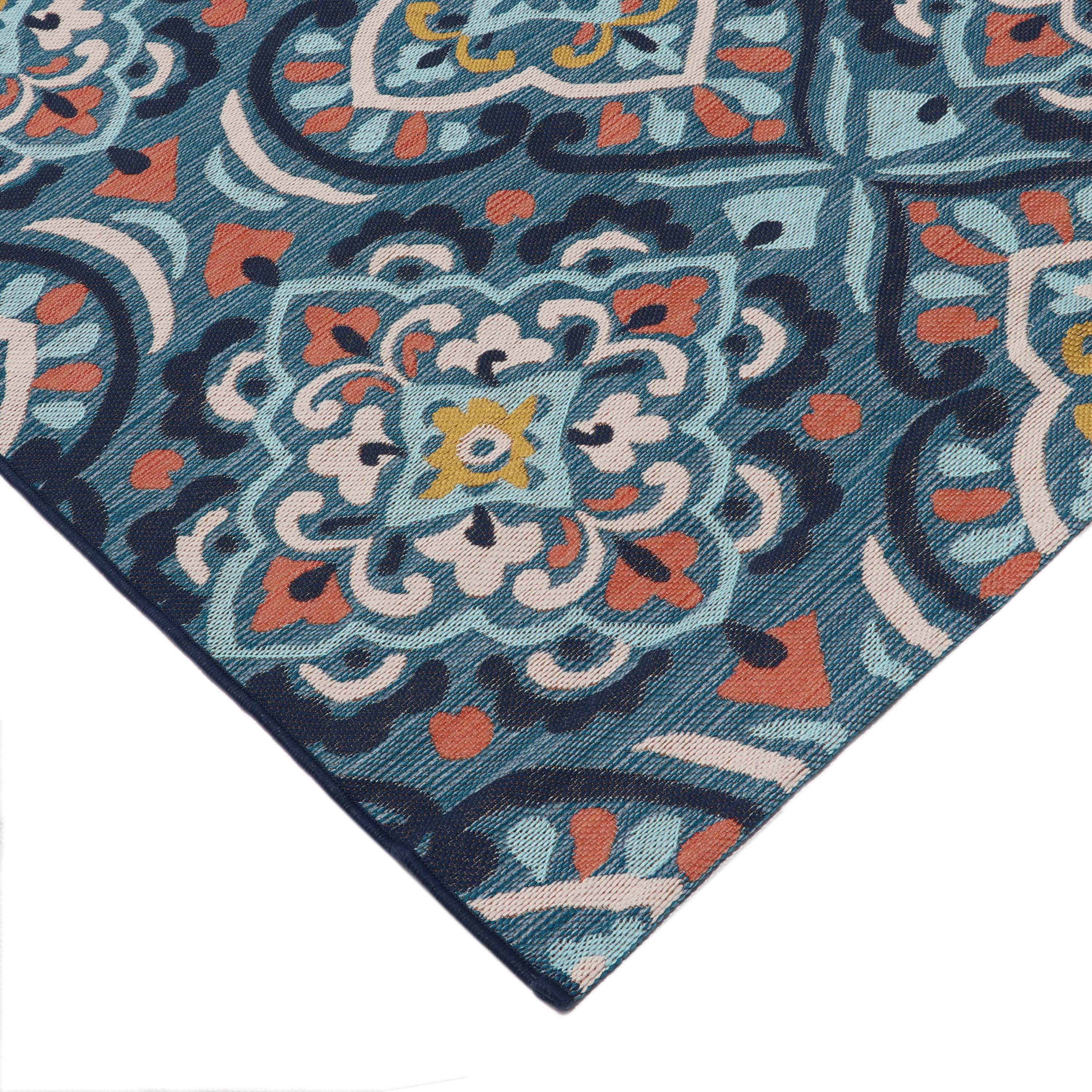 Better Homes & Gardens 5' x 7' Blue Medallion Outdoor Rug