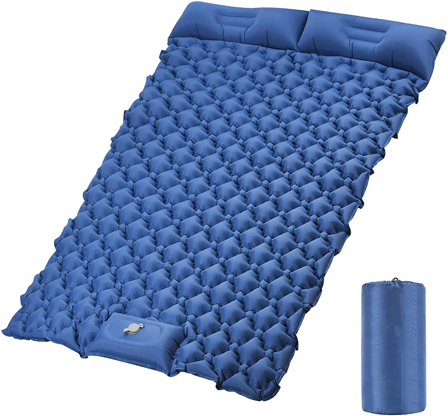 Double Camping Sleeping Pad Upgraded Foot Press Inflatable Camping Pads with Pillow Waterproof Comfy Air Mattresses for Tents